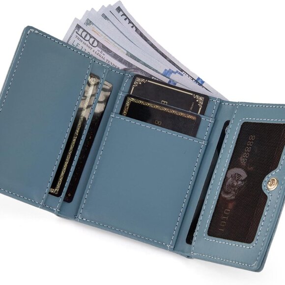 Womens Slim Wallet RFID Blocking Wallets Small Trifold - Picture 4 of 6